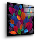 Tableau en verre - Feuilles multicolores sur fond noir - Cam tablo - Siyah zemin üzerine çok renkli yapraklar - Glasbild - Bunte Blätter auf schwarzem Hintergrund