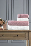ÖZDILEK PASATORAL Set de 4 serviettes crème rose ÖZDILEK PASATORAL 4'lü Havlu seti krem - pembe ÖZDILEK PASATORAL 4er-Set Handtücher creme - rosa