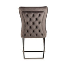 Chaise design moderne dossier capitonné en velours gris foncé avec piètement en acier inoxydable collection Scarlette avec un confort parfait - Mutfak yemek odası salon sandalyesi koyu gri kumaş kadife gümüş metal ayak