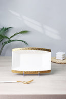 TREND HOME Rechteckiger Servierteller weiß/gold 30 cm