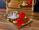 Set aus 2 goldfarbenen Serviertabletts