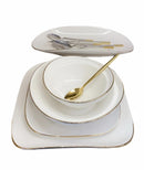 BRICARD EVRY Service de table 25 pièces 6 personnes blanc-doré - Yemek takimi 25 parça 6 kisilik beyaz-gold