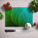 BELLART -  Feuilles vertes - Planche à découper en verre à impression UV 35x25 cm - Yesil Yapraklar - UV Baski Cam Kesme Tahtasi
