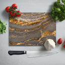 BELLART - Goldener Marmor - Glasschneidebrett mit UV-Druck 35x25cm