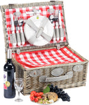 panier pique-nique écologique, pratique, luxe, garni avec une allure vintage fabriqué artisanalement en osier naturel avec un compartiment isotherme