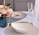 TREND HOME BOWL Tiefer Servierteller aus goldweißem Porzellan 37 cm