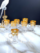 TREND HOME GOLD Set bestehend aus 12 Teegläsern mit goldenem Henkel